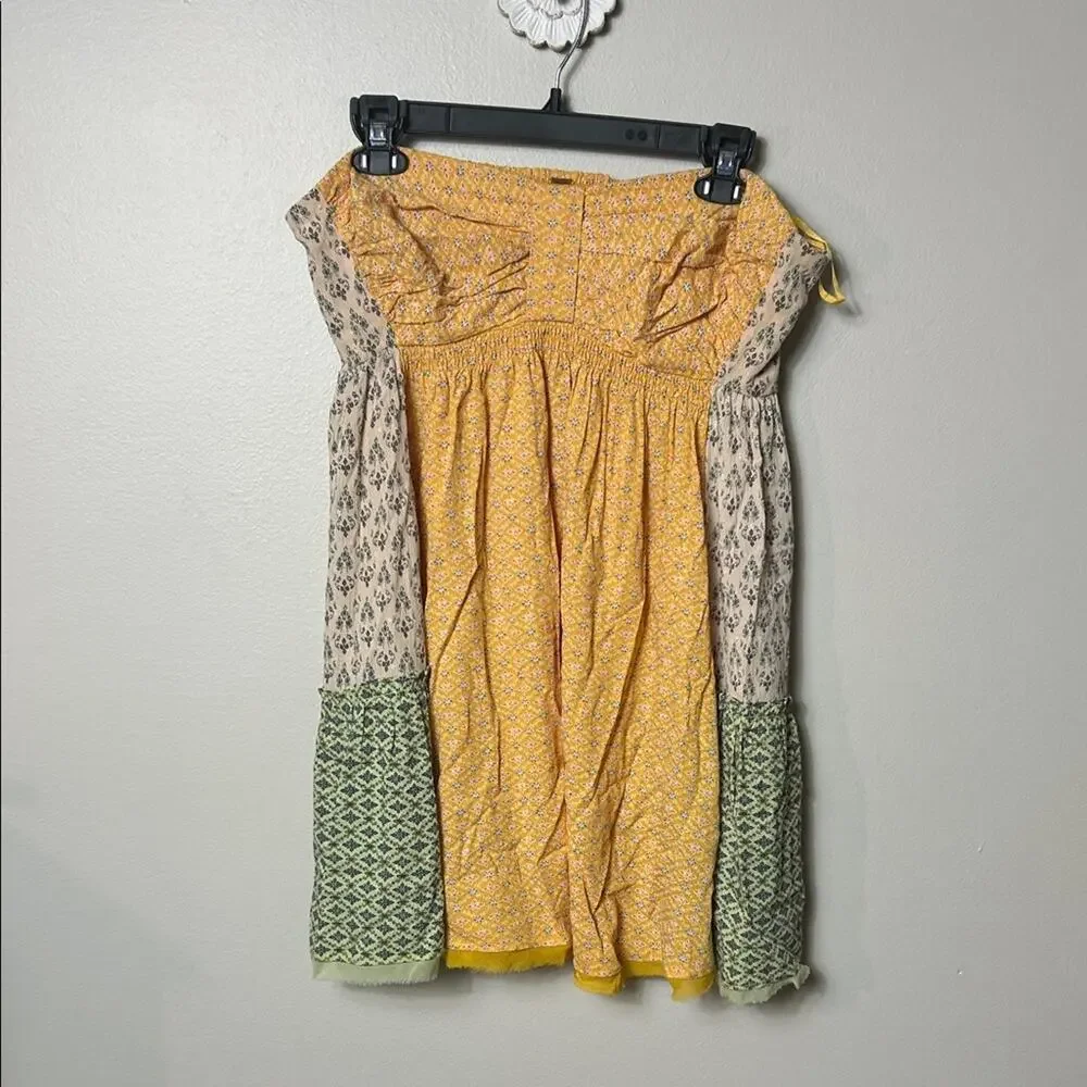Free People Across the Sea tunic mini dress in yellow NWT